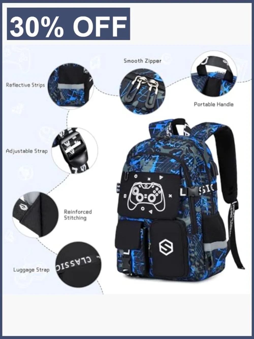 Kids School Backpack with Lunch Bag & Pencil Case, 15.6